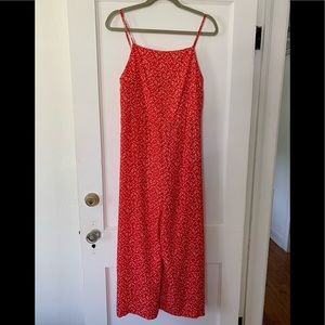 Red& white floral jumpsuit!